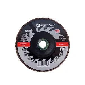 Disco de Desbaste Laminado 120 Flap Greatflex con Centro Rebajado 7" 120Gr 180X22mm